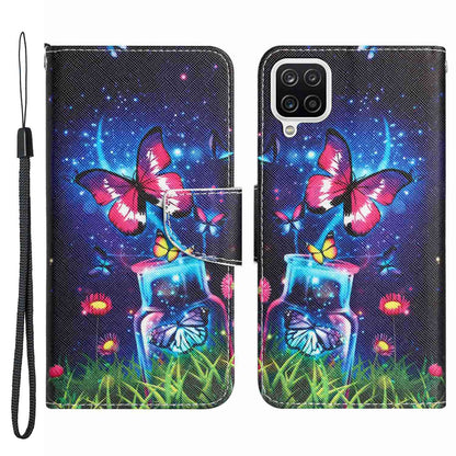 For Samsung Galaxy A12 Cross Texture Full Protection Stand Wallet Case Pattern Printing PU Leather Phone Cover