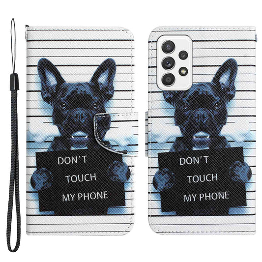 For Samsung Galaxy A52 4G / 5G / A52s 5G Pattern Printing Stand Wallet Cover Cross Texture PU Leather Anti-drop Phone Case