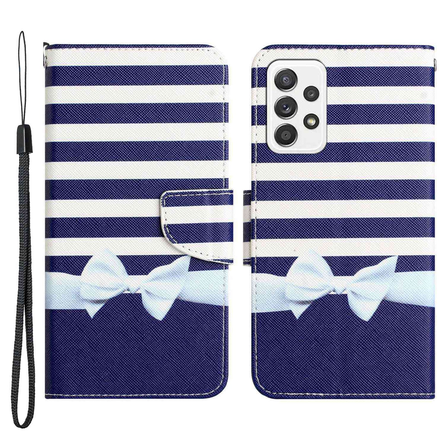 For Samsung Galaxy A52 4G / 5G / A52s 5G Pattern Printing Stand Wallet Cover Cross Texture PU Leather Anti-drop Phone Case