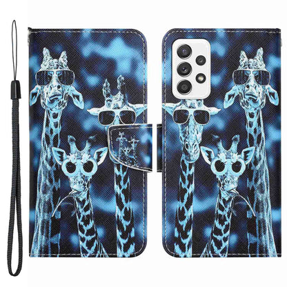 For Samsung Galaxy A52 4G / 5G / A52s 5G Pattern Printing Stand Wallet Cover Cross Texture PU Leather Anti-drop Phone Case