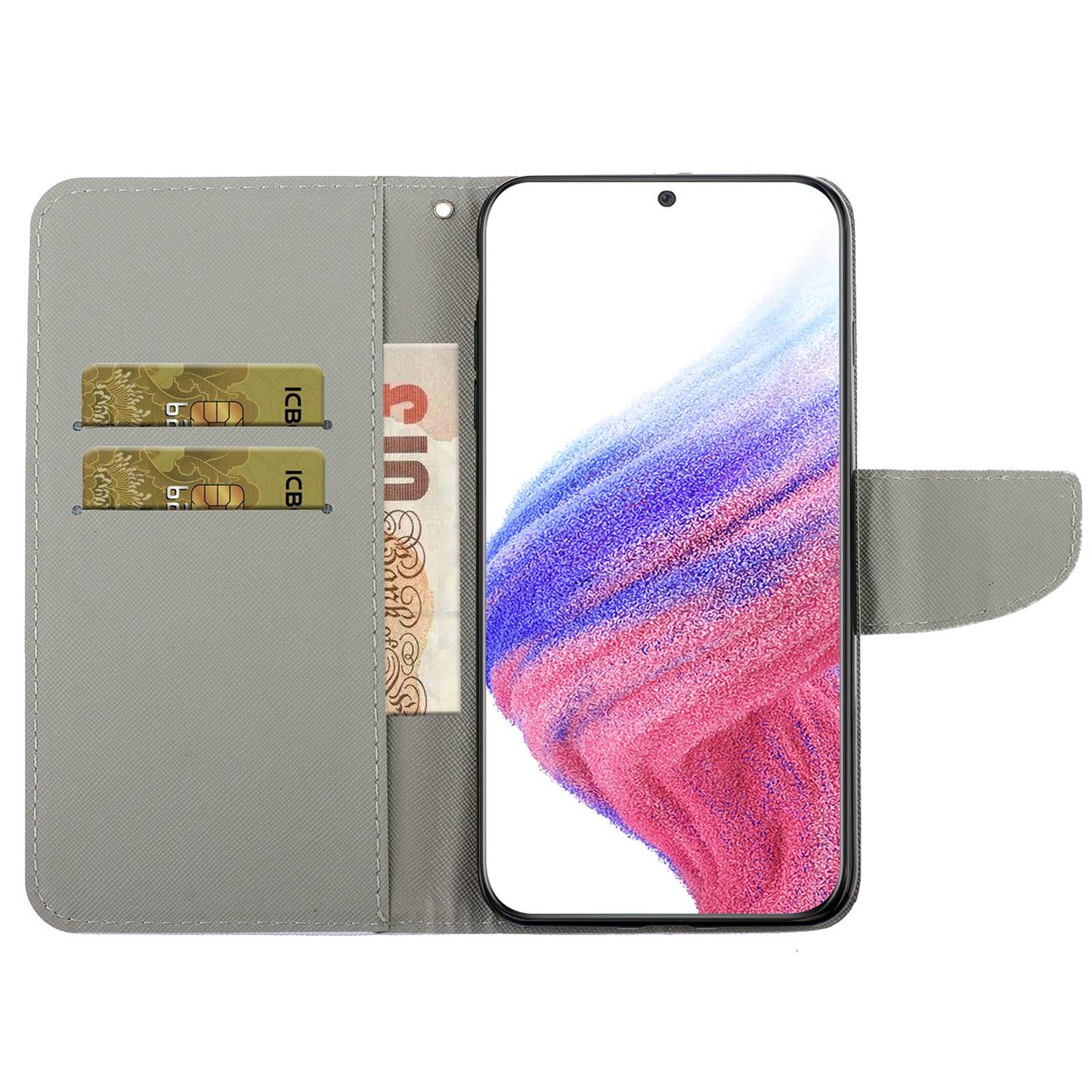 For Samsung Galaxy A52 4G / 5G / A52s 5G Pattern Printing Stand Wallet Cover Cross Texture PU Leather Anti-drop Phone Case