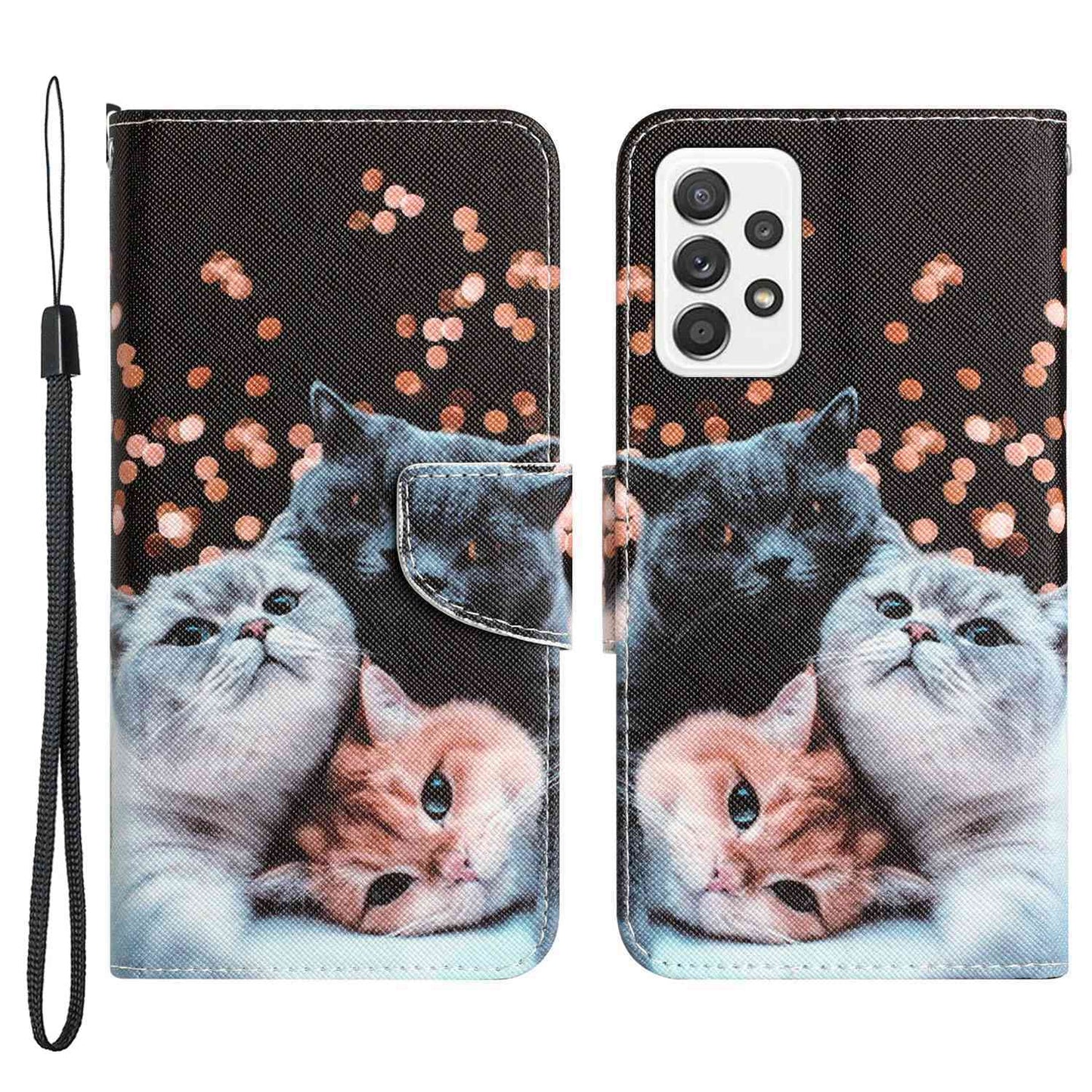 For Samsung Galaxy A52 4G / 5G / A52s 5G Pattern Printing Stand Wallet Cover Cross Texture PU Leather Anti-drop Phone Case