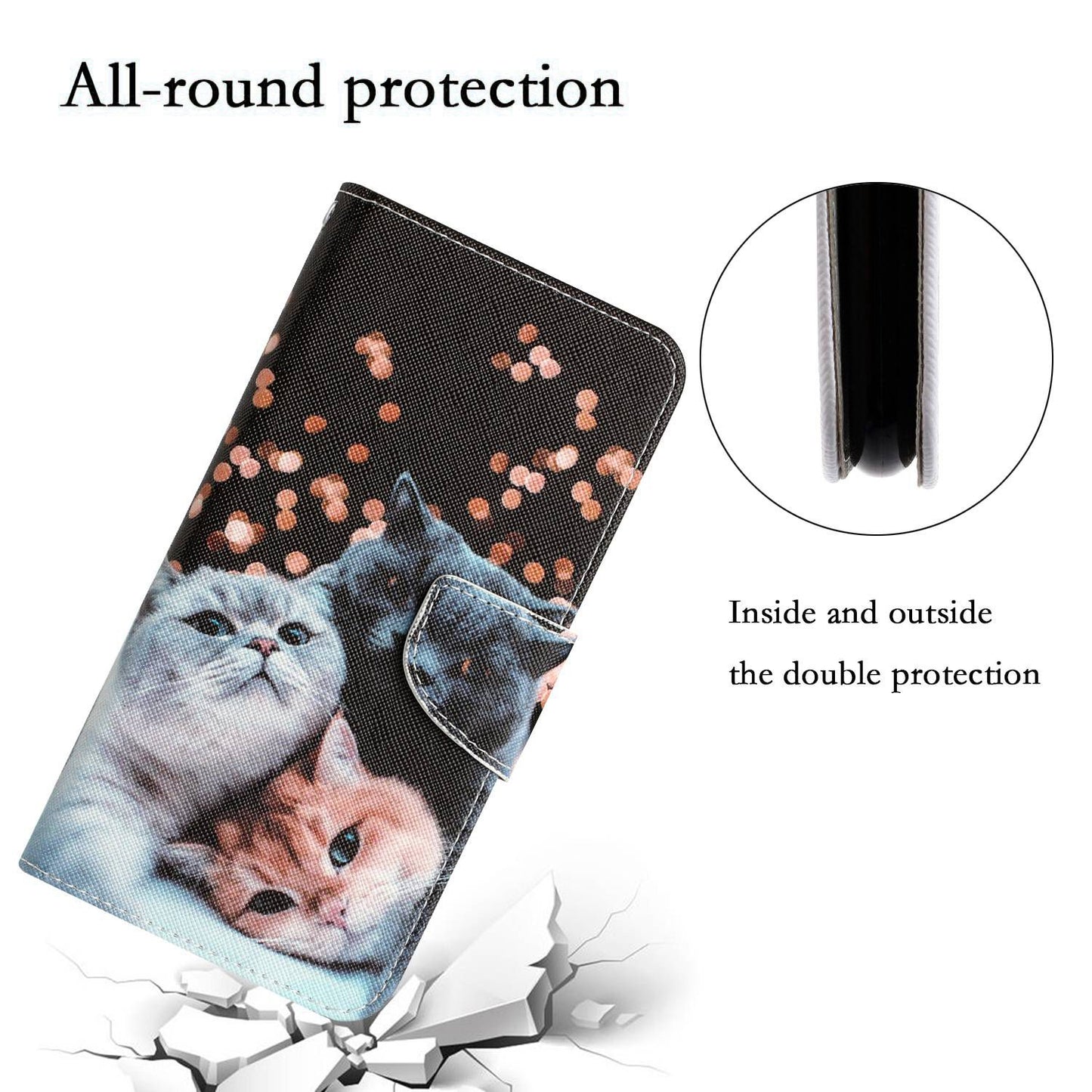 For Samsung Galaxy A52 4G / 5G / A52s 5G Pattern Printing Stand Wallet Cover Cross Texture PU Leather Anti-drop Phone Case