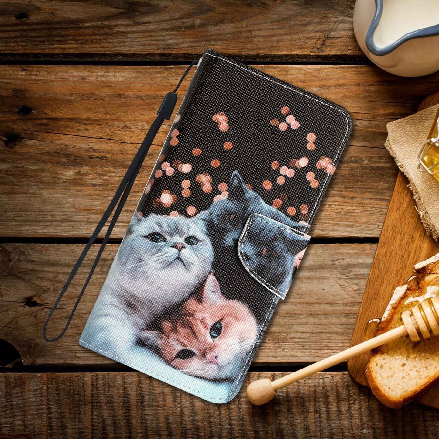 For Samsung Galaxy A52 4G / 5G / A52s 5G Pattern Printing Stand Wallet Cover Cross Texture PU Leather Anti-drop Phone Case