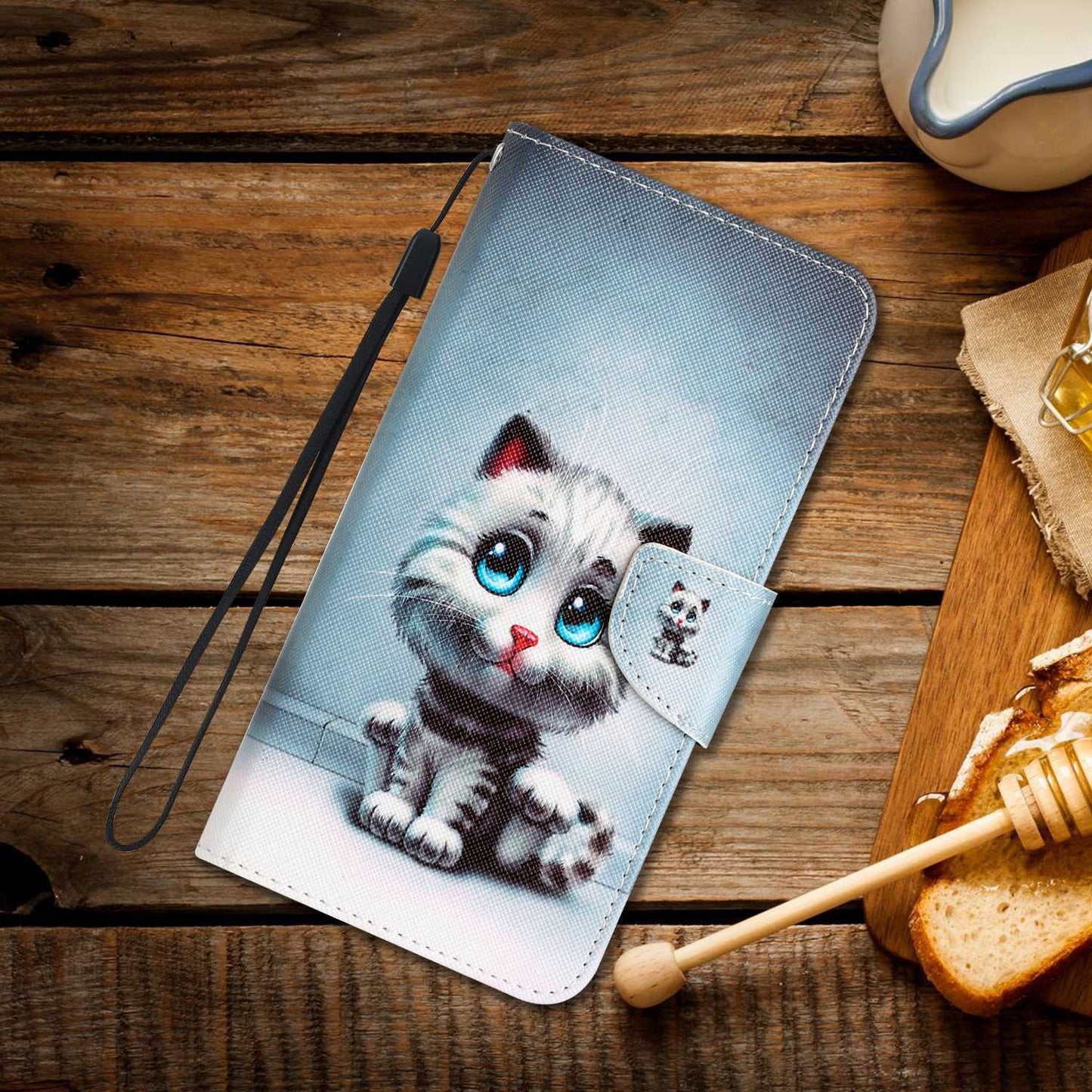 For Samsung Galaxy A52 4G / 5G / A52s 5G Pattern Printing Stand Wallet Cover Cross Texture PU Leather Anti-drop Phone Case