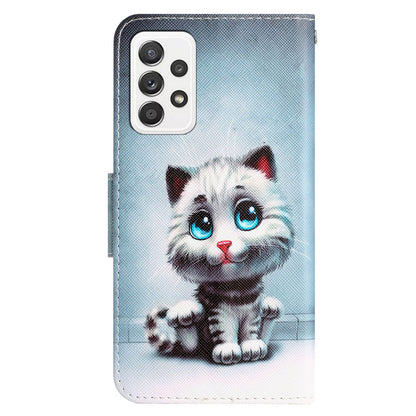For Samsung Galaxy A52 4G / 5G / A52s 5G Pattern Printing Stand Wallet Cover Cross Texture PU Leather Anti-drop Phone Case