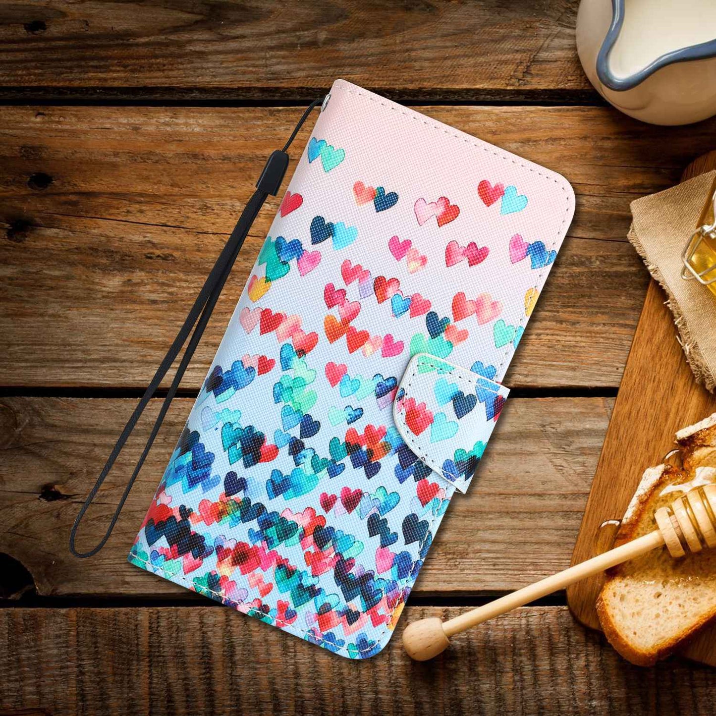 For Samsung Galaxy A52 4G / 5G / A52s 5G Pattern Printing Stand Wallet Cover Cross Texture PU Leather Anti-drop Phone Case