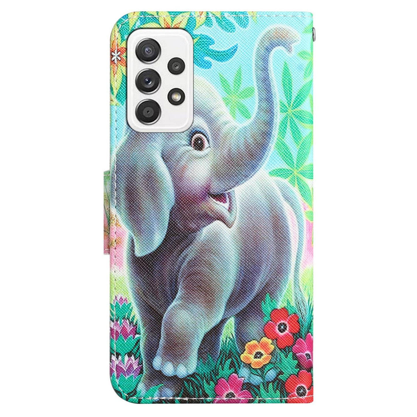 For Samsung Galaxy A52 4G / 5G / A52s 5G Pattern Printing Stand Wallet Cover Cross Texture PU Leather Anti-drop Phone Case