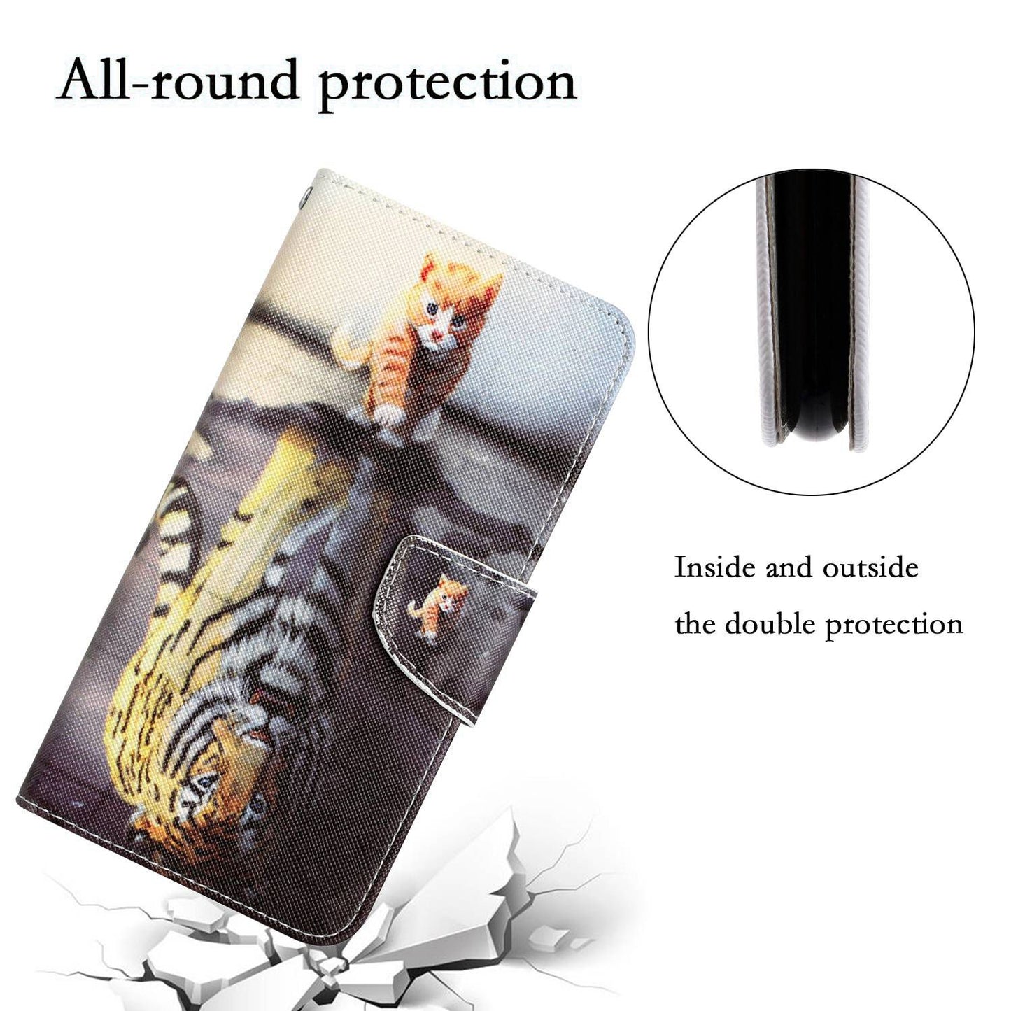 For Samsung Galaxy A52 4G / 5G / A52s 5G Pattern Printing Stand Wallet Cover Cross Texture PU Leather Anti-drop Phone Case