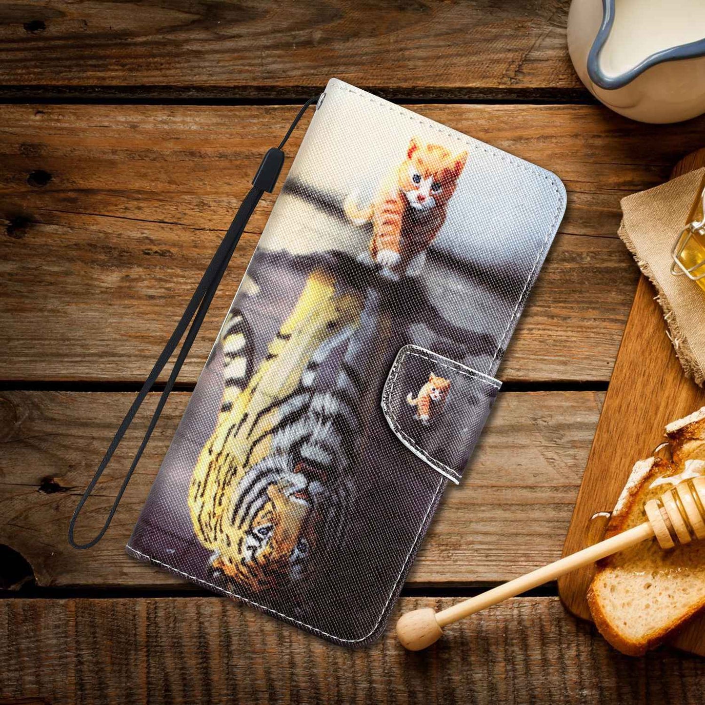 For Samsung Galaxy A52 4G / 5G / A52s 5G Pattern Printing Stand Wallet Cover Cross Texture PU Leather Anti-drop Phone Case