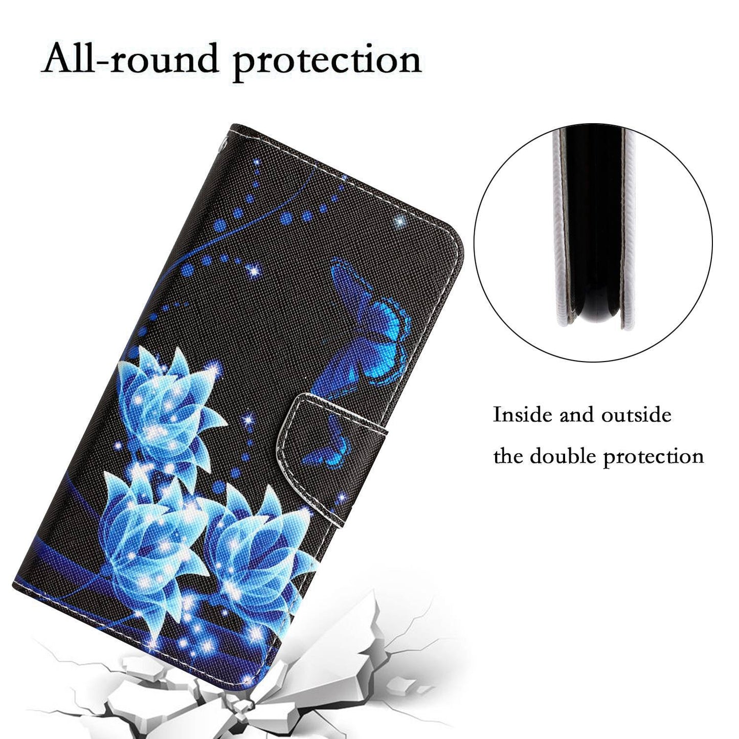 For Samsung Galaxy A52 4G / 5G / A52s 5G Pattern Printing Stand Wallet Cover Cross Texture PU Leather Anti-drop Phone Case