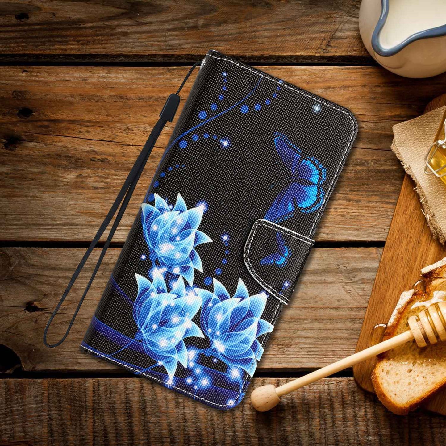 For Samsung Galaxy A52 4G / 5G / A52s 5G Pattern Printing Stand Wallet Cover Cross Texture PU Leather Anti-drop Phone Case