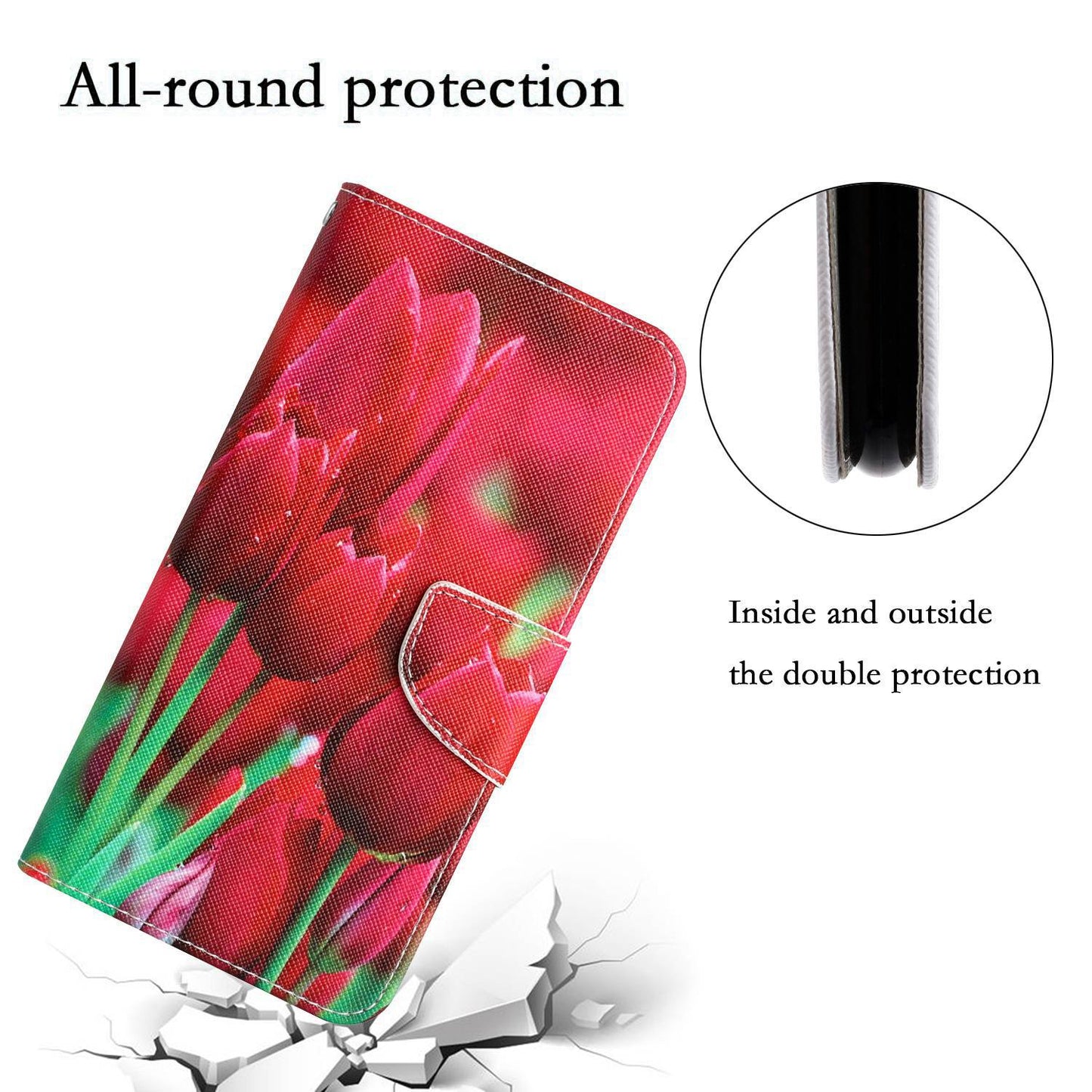 For Samsung Galaxy A52 4G / 5G / A52s 5G Pattern Printing Stand Wallet Cover Cross Texture PU Leather Anti-drop Phone Case