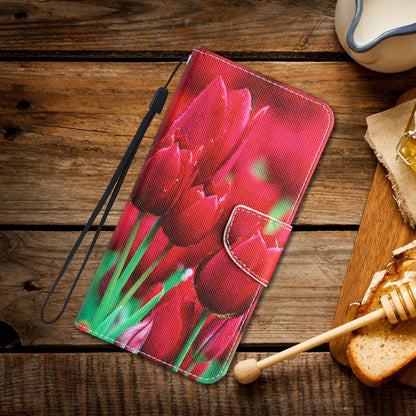 For Samsung Galaxy A52 4G / 5G / A52s 5G Pattern Printing Stand Wallet Cover Cross Texture PU Leather Anti-drop Phone Case
