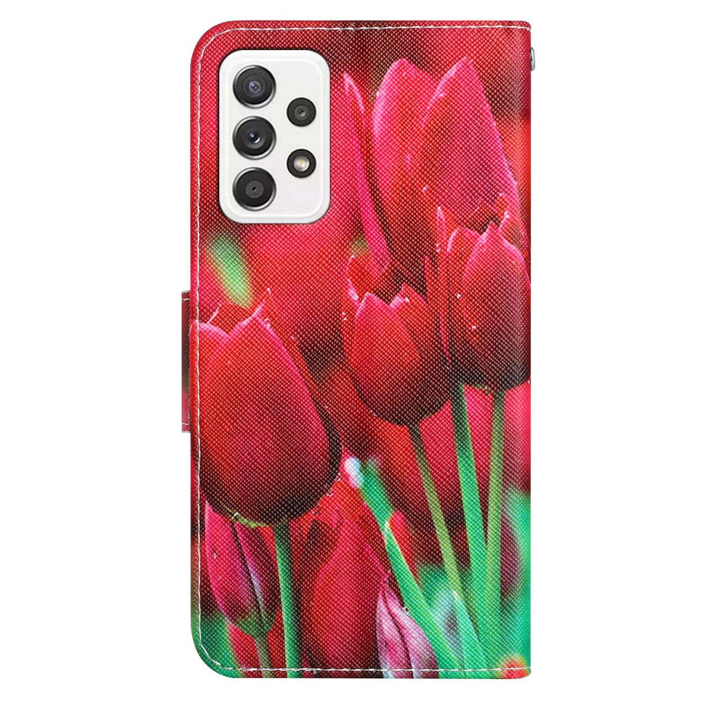 For Samsung Galaxy A52 4G / 5G / A52s 5G Pattern Printing Stand Wallet Cover Cross Texture PU Leather Anti-drop Phone Case
