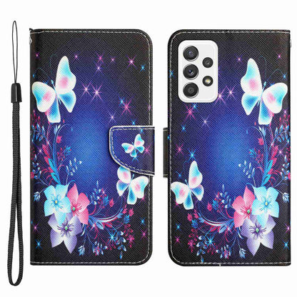 For Samsung Galaxy A52 4G / 5G / A52s 5G Pattern Printing Stand Wallet Cover Cross Texture PU Leather Anti-drop Phone Case