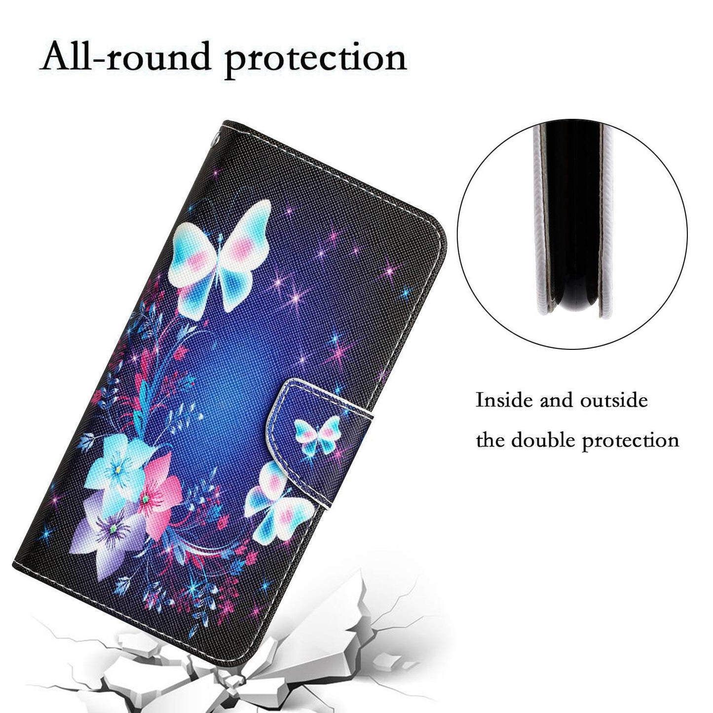 For Samsung Galaxy A52 4G / 5G / A52s 5G Pattern Printing Stand Wallet Cover Cross Texture PU Leather Anti-drop Phone Case