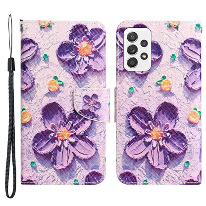 For Samsung Galaxy A52 4G / 5G / A52s 5G Pattern Printing Stand Wallet Cover Cross Texture PU Leather Anti-drop Phone Case
