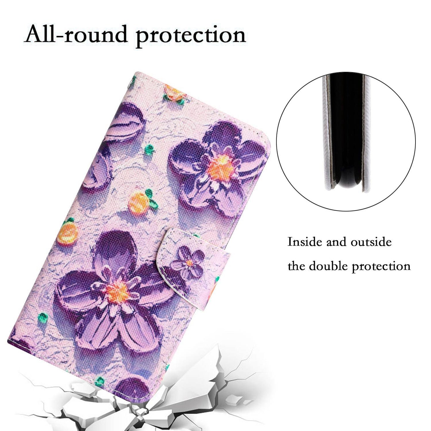 For Samsung Galaxy A52 4G / 5G / A52s 5G Pattern Printing Stand Wallet Cover Cross Texture PU Leather Anti-drop Phone Case