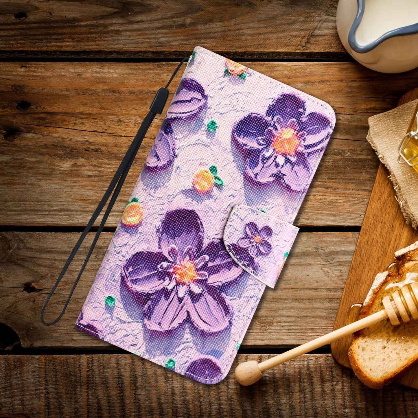 For Samsung Galaxy A52 4G / 5G / A52s 5G Pattern Printing Stand Wallet Cover Cross Texture PU Leather Anti-drop Phone Case
