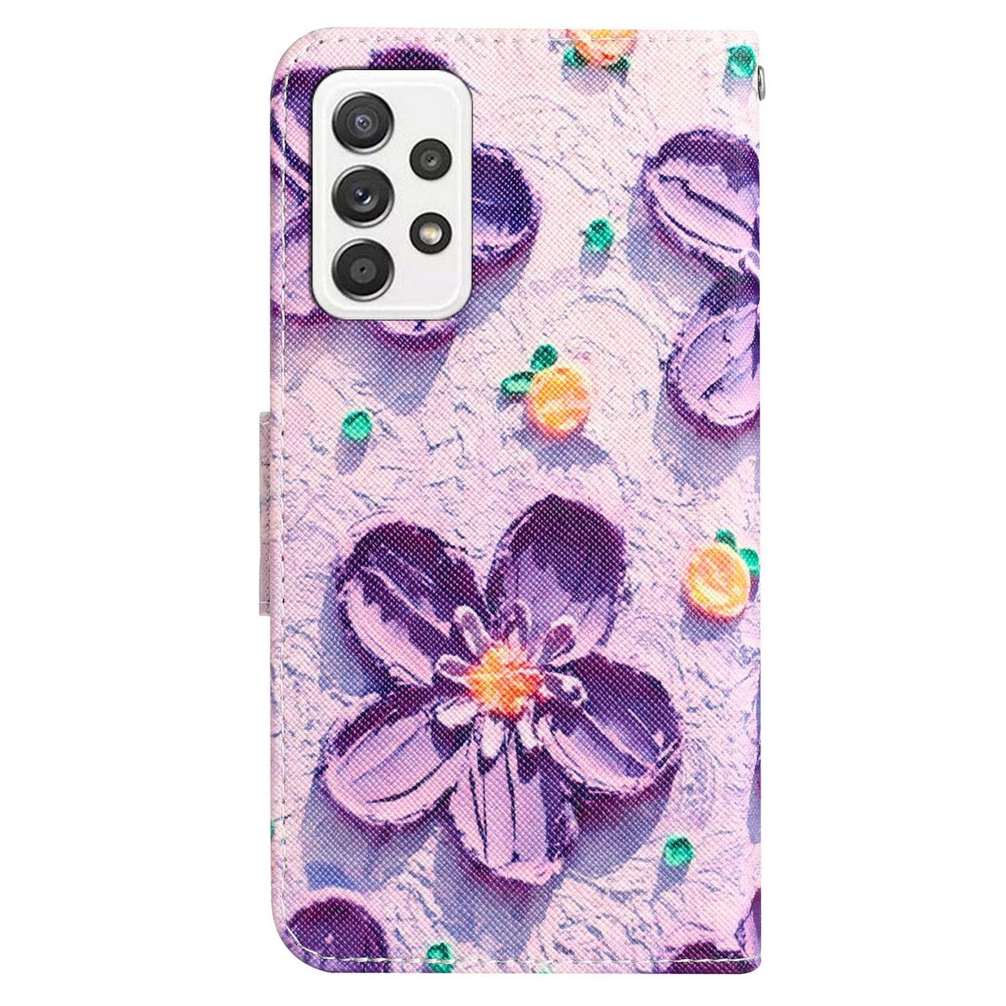 For Samsung Galaxy A52 4G / 5G / A52s 5G Pattern Printing Stand Wallet Cover Cross Texture PU Leather Anti-drop Phone Case