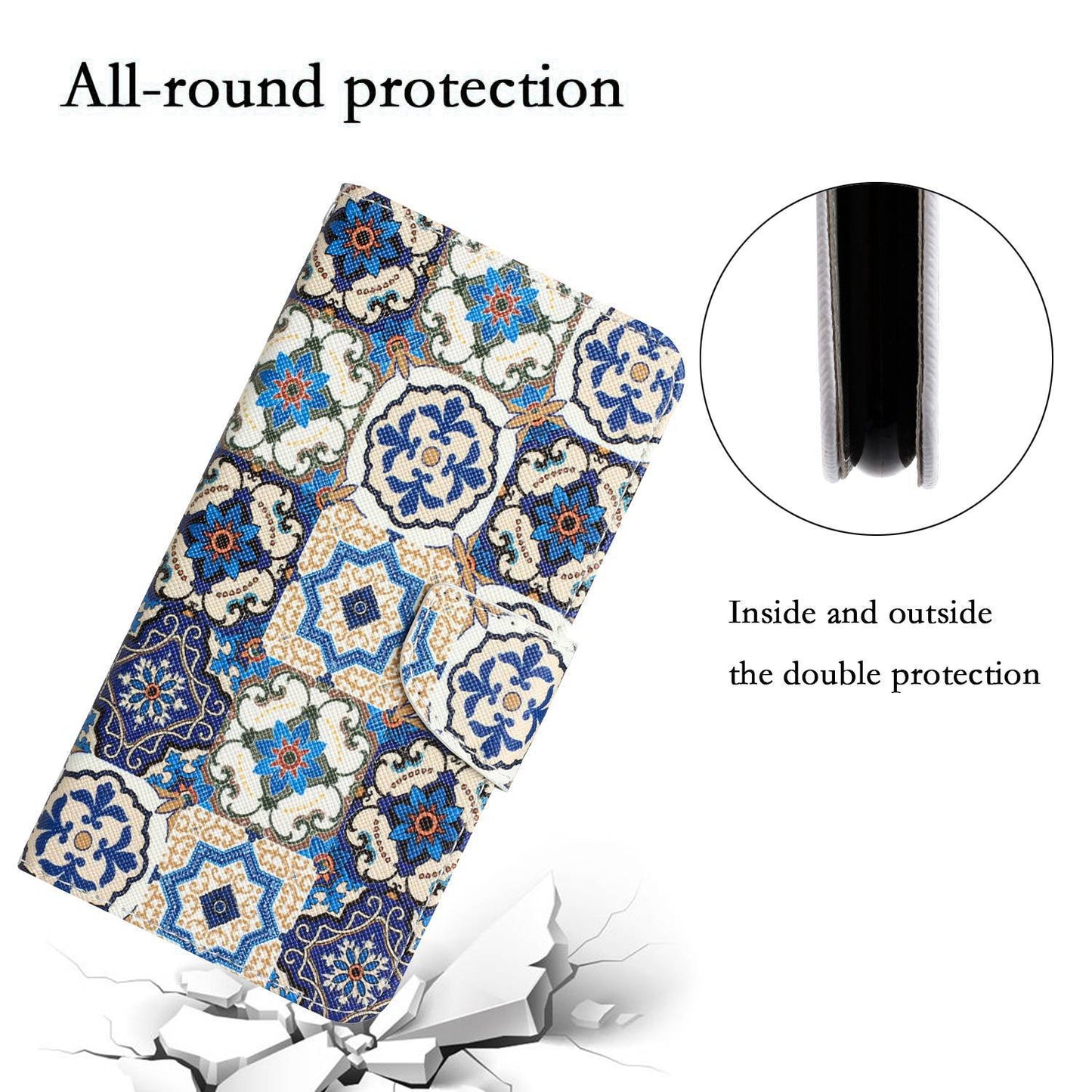 For Samsung Galaxy A52 4G / 5G / A52s 5G Pattern Printing Stand Wallet Cover Cross Texture PU Leather Anti-drop Phone Case