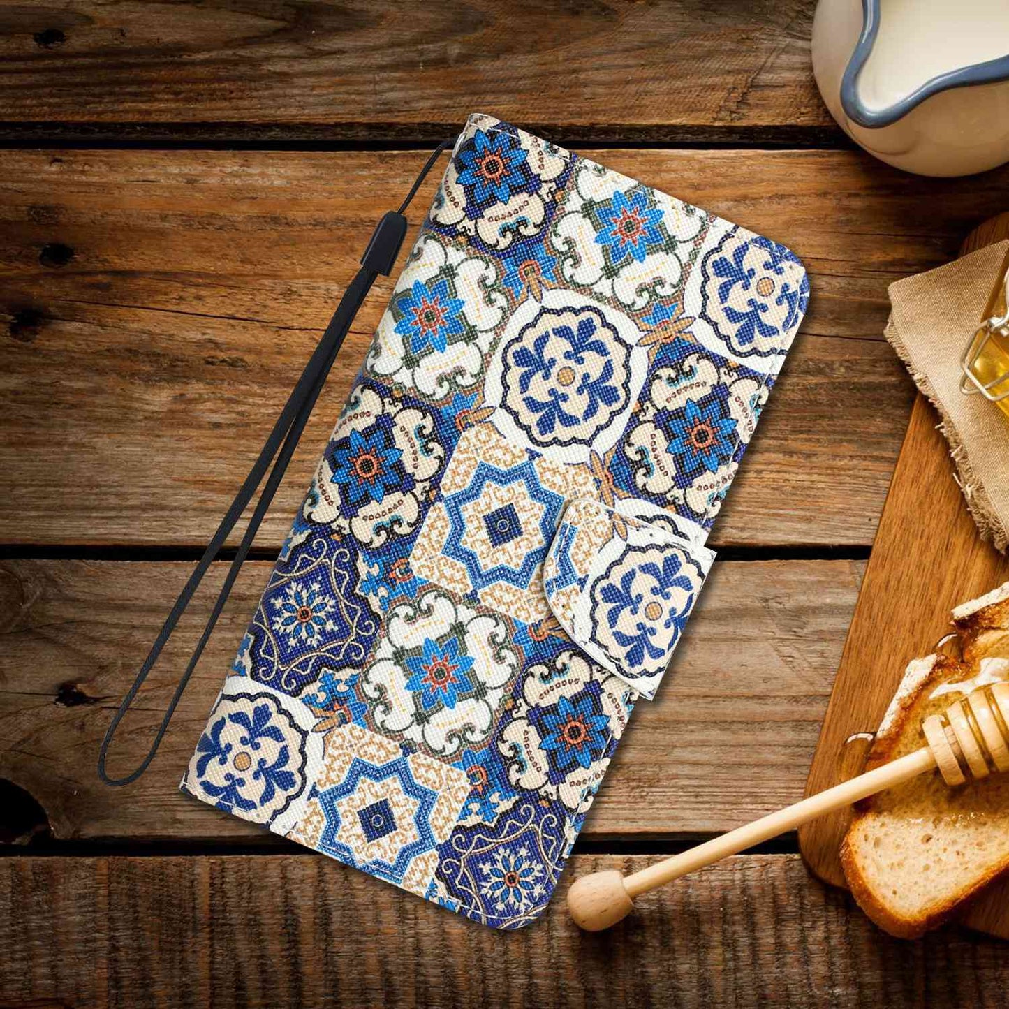 For Samsung Galaxy A52 4G / 5G / A52s 5G Pattern Printing Stand Wallet Cover Cross Texture PU Leather Anti-drop Phone Case