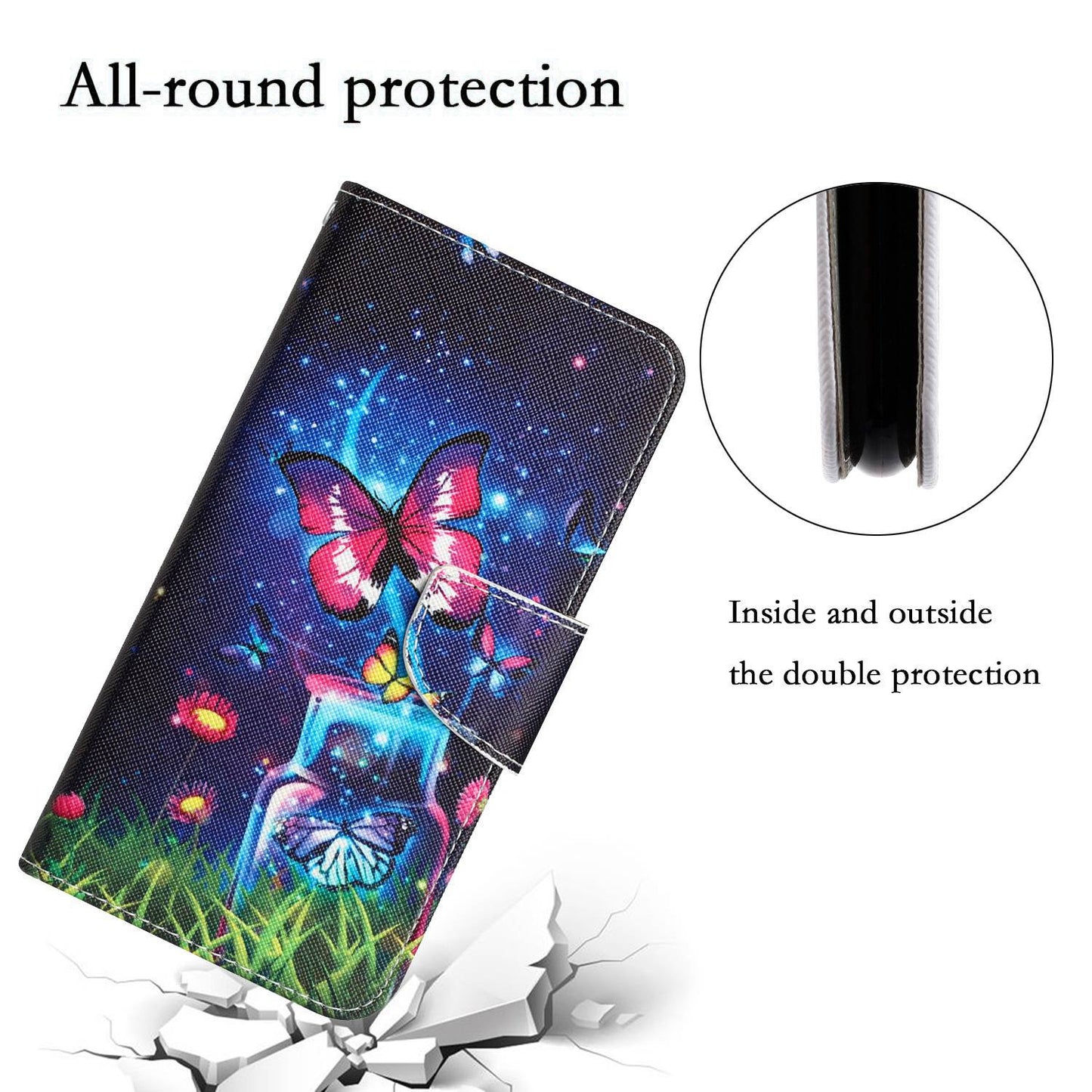 For Samsung Galaxy A52 4G / 5G / A52s 5G Pattern Printing Stand Wallet Cover Cross Texture PU Leather Anti-drop Phone Case