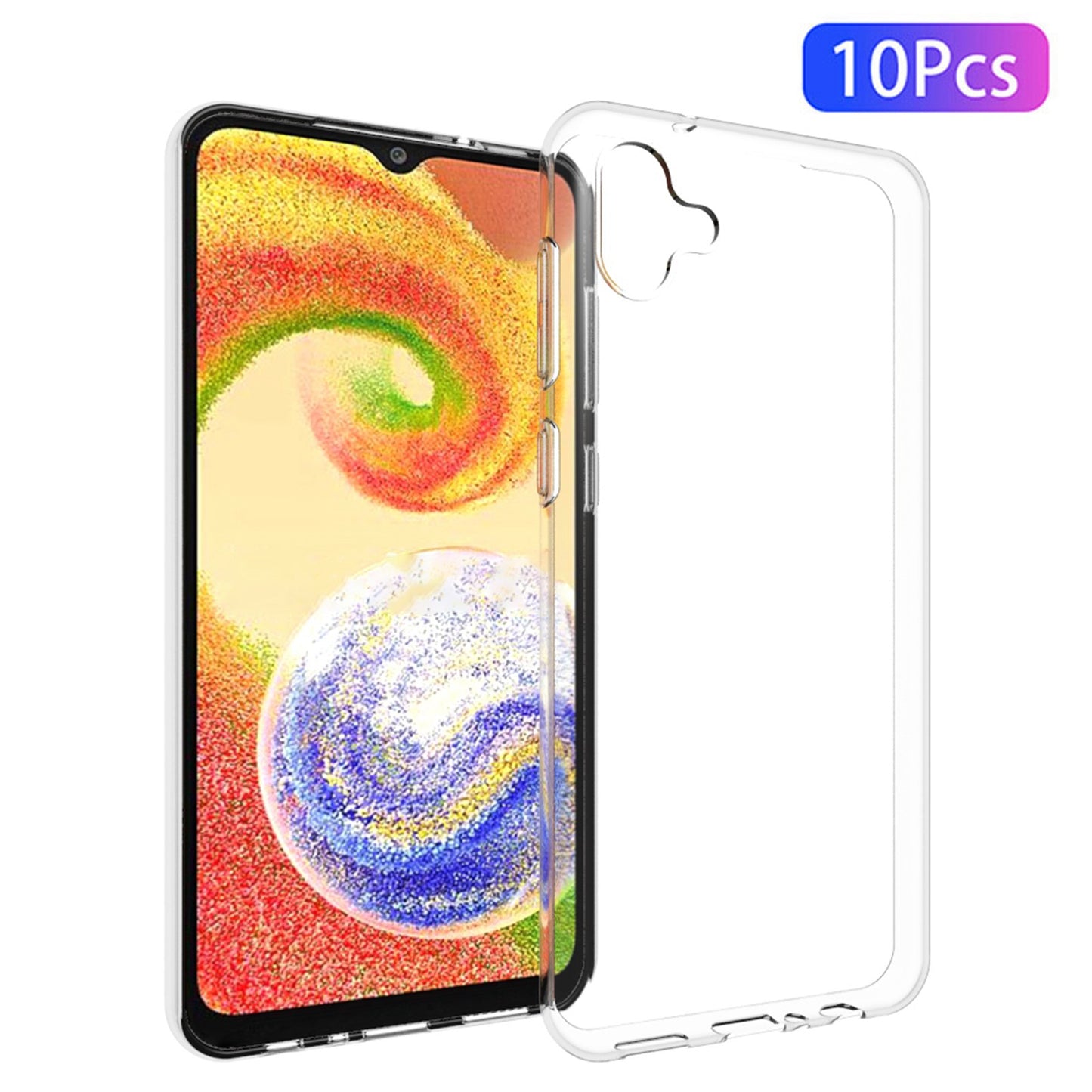 10Pcs / Pack For Samsung Galaxy A04 4G Soft TPU Inner Anti-Watermark Case Transparent Anti-drop Phone Cover