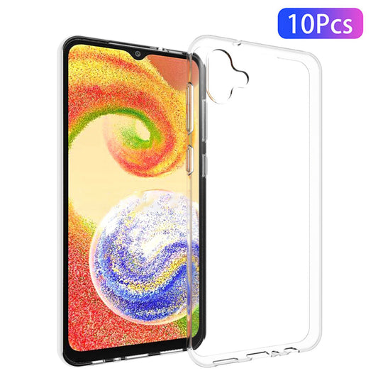 10Pcs / Pack For Samsung Galaxy A04 4G Soft TPU Inner Anti-Watermark Case Transparent Anti-drop Phone Cover