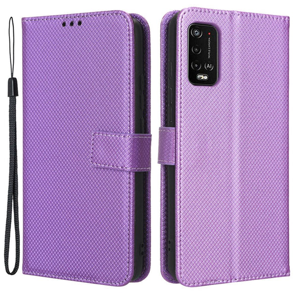 For Wiko Power U10 / Power U20 Diamond Texture Wallet Case PU Leather Folio View Stand Magnetic Closure Flip Cover