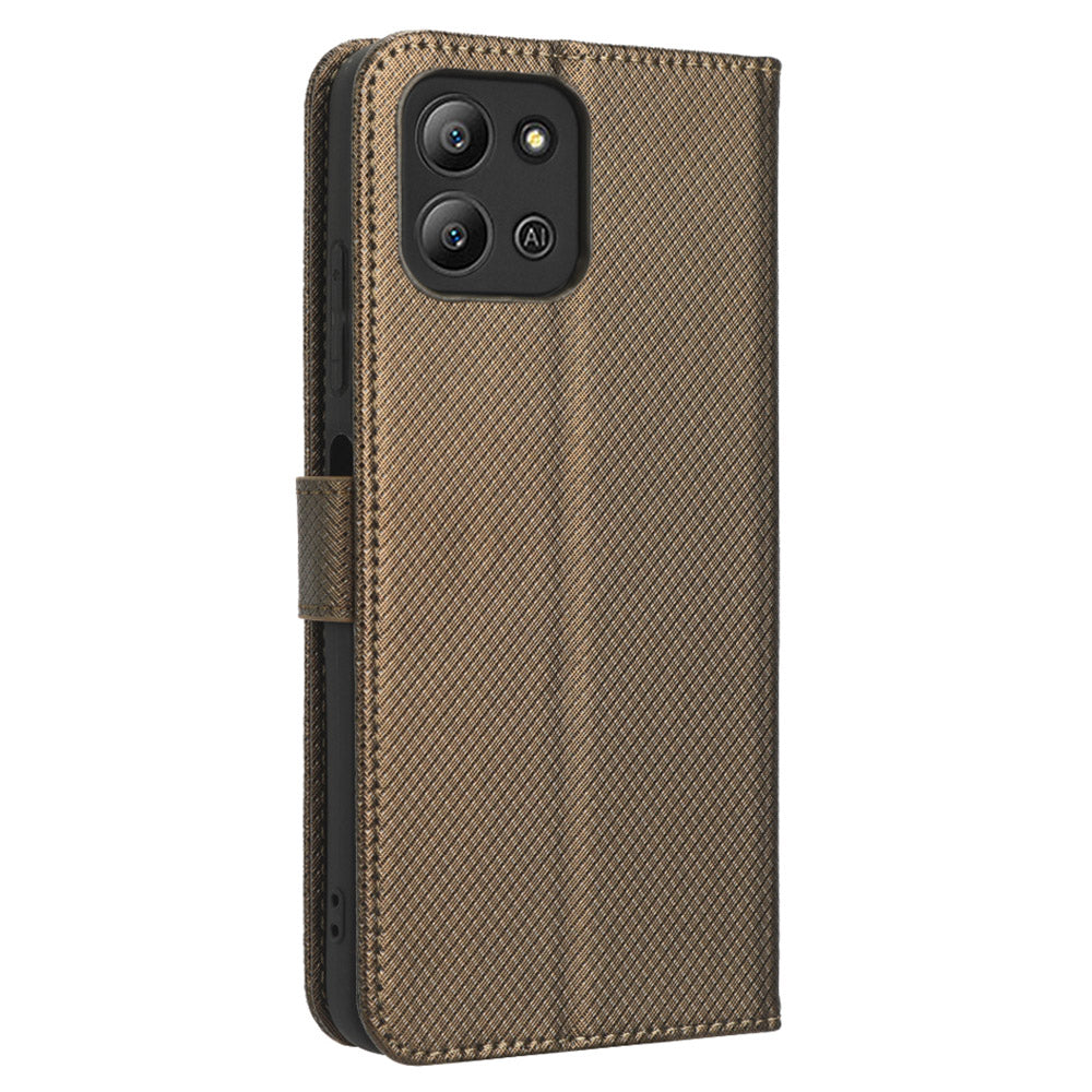 For Infinix Hot 11 2022 4G X675 Magnetic PU Leather Flip Cover Diamond Texture Wallet Stand Full Protective Folio Case