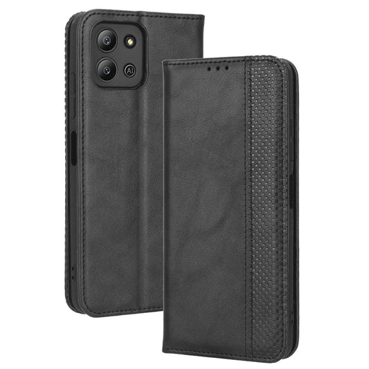 For Infinix Hot 11 4G 2022 X675 Retro Texture PU Leather Cover Imprinted Mosaic Stand Hidden Magnetic Adsorption Flip Wallet Case