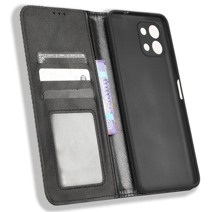 For Infinix Hot 11 4G 2022 X675 Retro Texture PU Leather Cover Imprinted Mosaic Stand Hidden Magnetic Adsorption Flip Wallet Case