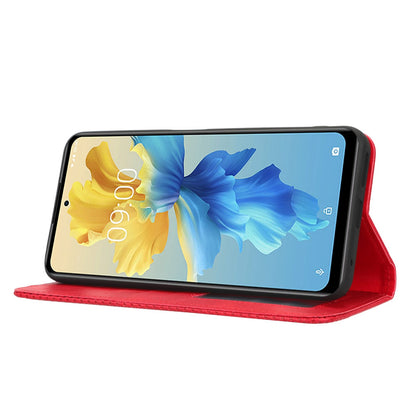 For Infinix Hot 11 4G 2022 X675 Retro Texture PU Leather Cover Imprinted Mosaic Stand Hidden Magnetic Adsorption Flip Wallet Case