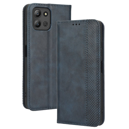 For Infinix Hot 11 4G 2022 X675 Retro Texture PU Leather Cover Imprinted Mosaic Stand Hidden Magnetic Adsorption Flip Wallet Case