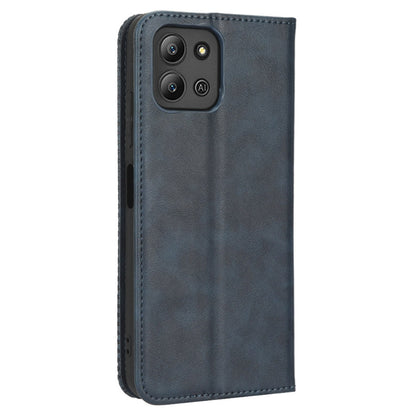 For Infinix Hot 11 4G 2022 X675 Retro Texture PU Leather Cover Imprinted Mosaic Stand Hidden Magnetic Adsorption Flip Wallet Case