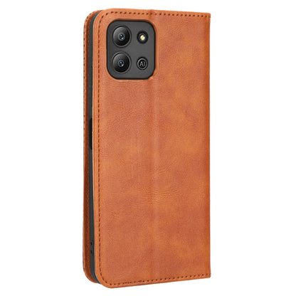 For Infinix Hot 11 4G 2022 X675 Retro Texture PU Leather Cover Imprinted Mosaic Stand Hidden Magnetic Adsorption Flip Wallet Case
