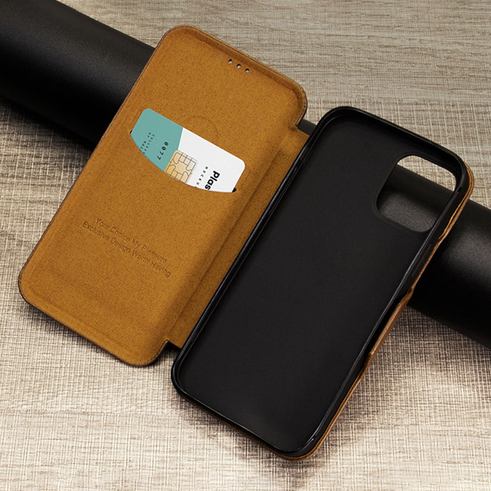 VIETAO For iPhone 13 Pro 6.1 inch Phone Case Anti-Fall Shockproof Case PU Leather Phone Cover with Stand / Card Holder