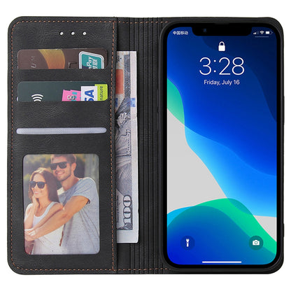 For iPhone 13 Pro 6.1 inch Shockproof Phone Cover Hardware Decor Magnetic Business Style PU Leather Wallet Case