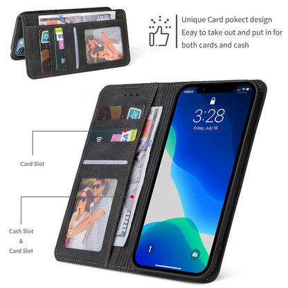For iPhone 13 Pro 6.1 inch Shockproof Phone Cover Hardware Decor Magnetic Business Style PU Leather Wallet Case