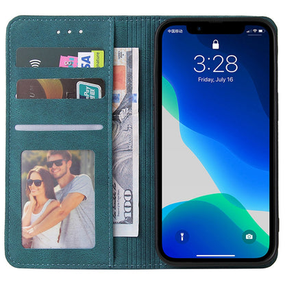 For iPhone 13 Pro 6.1 inch Shockproof Phone Cover Hardware Decor Magnetic Business Style PU Leather Wallet Case
