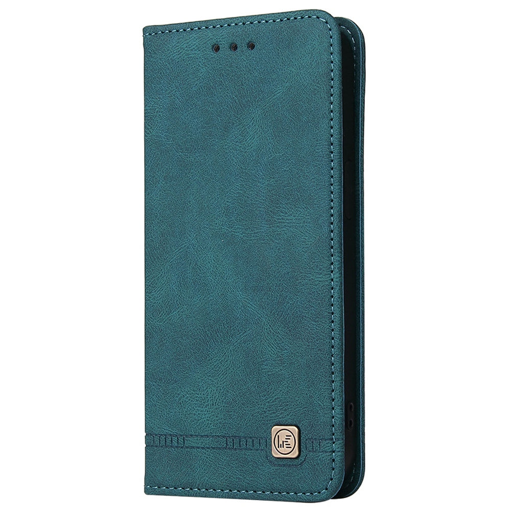 For iPhone 13 Pro 6.1 inch Shockproof Phone Cover Hardware Decor Magnetic Business Style PU Leather Wallet Case