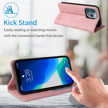 For iPhone 13 Pro 6.1 inch Shockproof Phone Cover Hardware Decor Magnetic Business Style PU Leather Wallet Case