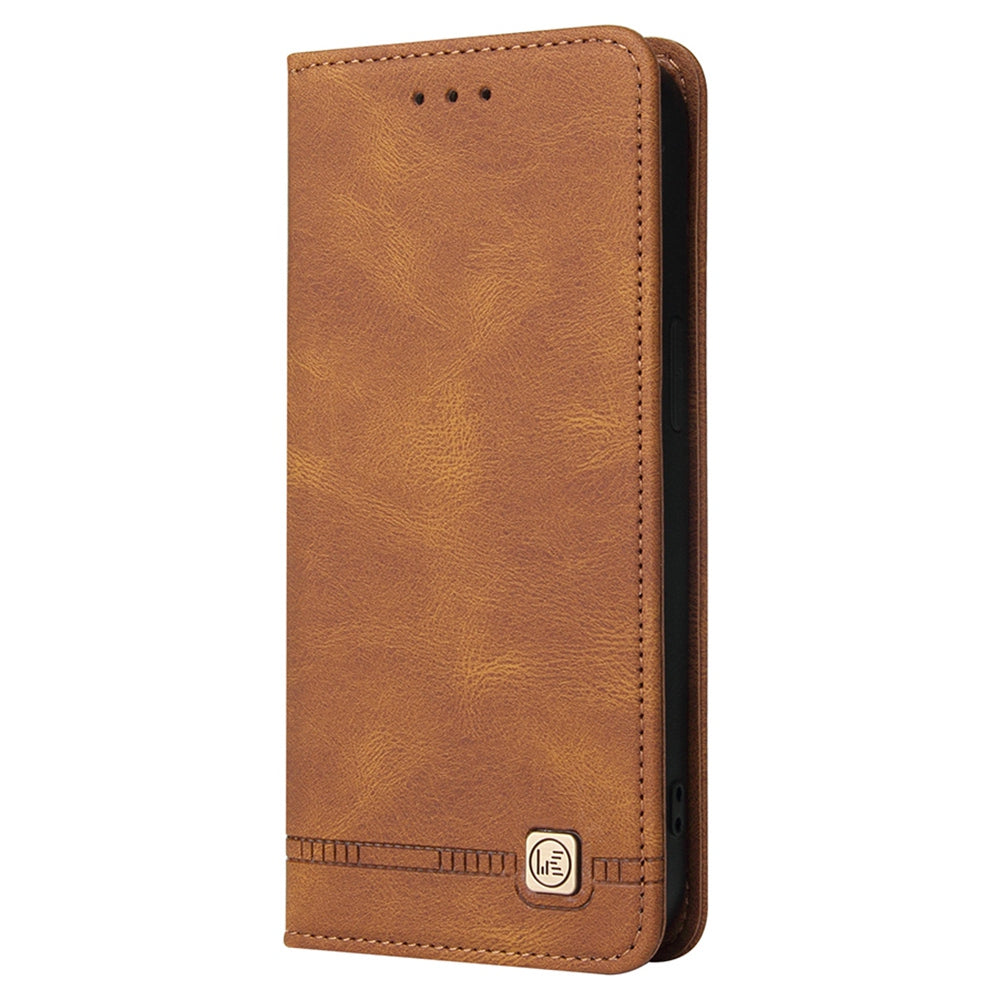 For iPhone 13 Pro 6.1 inch Shockproof Phone Cover Hardware Decor Magnetic Business Style PU Leather Wallet Case