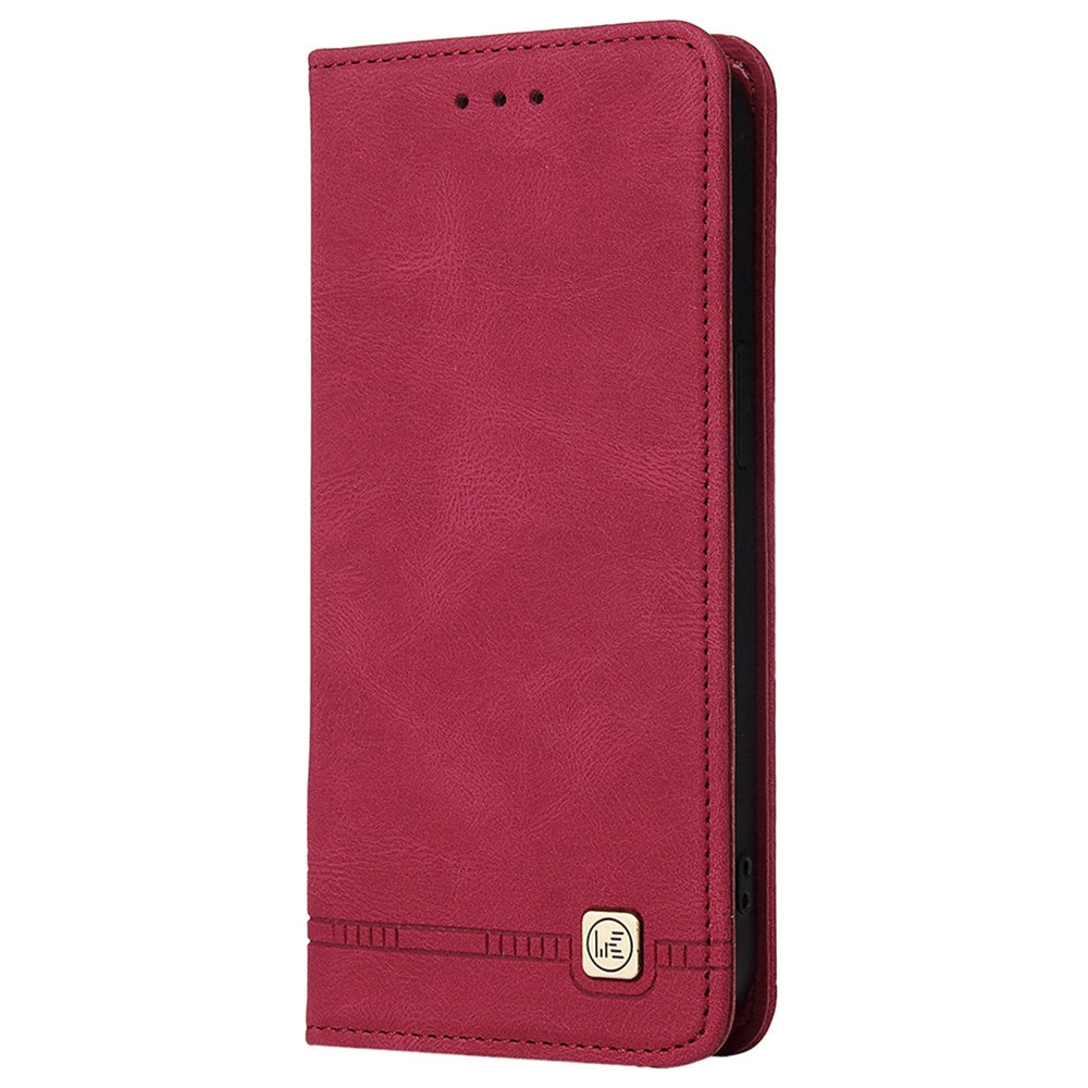 For iPhone 13 Pro 6.1 inch Shockproof Phone Cover Hardware Decor Magnetic Business Style PU Leather Wallet Case