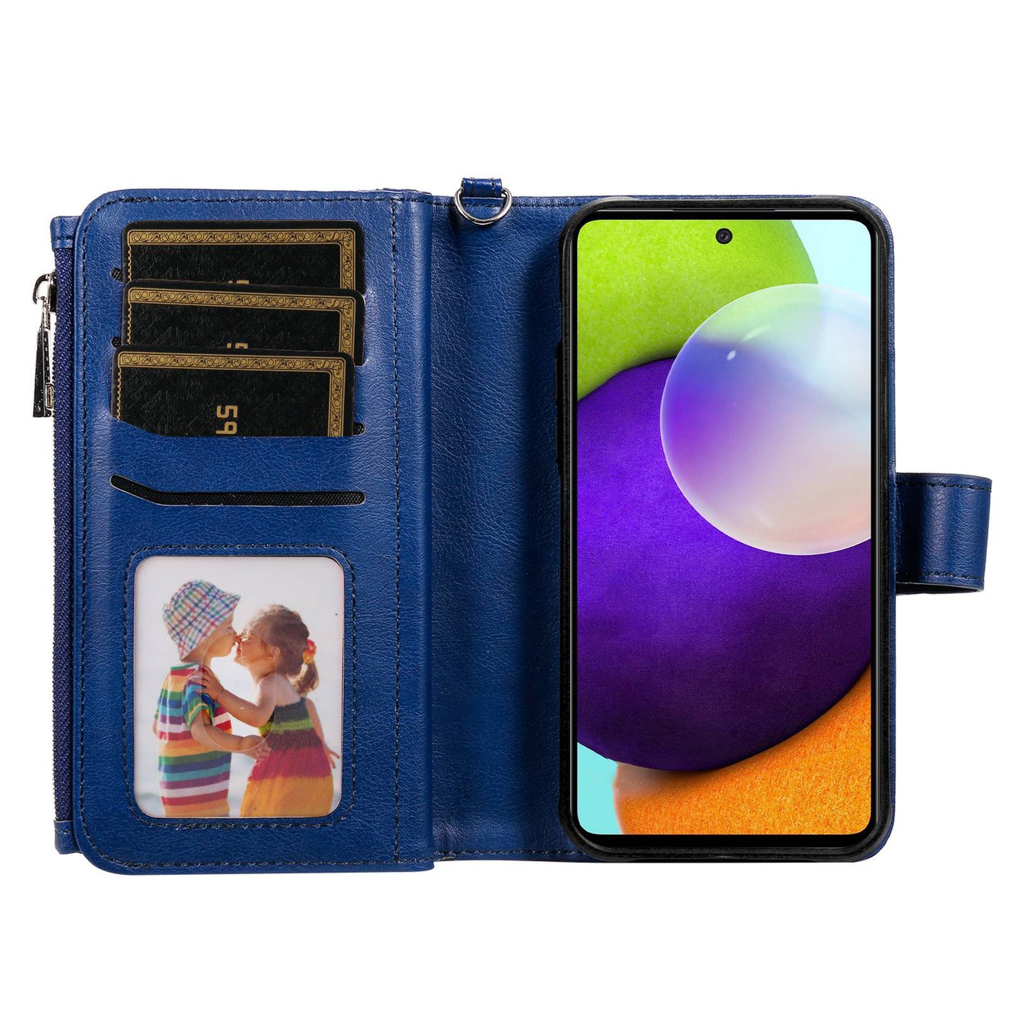 KT Multi-functional Series-4 for Samsung Galaxy A52s 5G / A52 5G / 4G PU Leather Wallet Case Zipper Pocket Phone Cover Adjustable Stand Shell