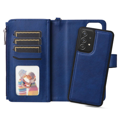 KT Multi-functional Series-4 for Samsung Galaxy A52s 5G / A52 5G / 4G PU Leather Wallet Case Zipper Pocket Phone Cover Adjustable Stand Shell