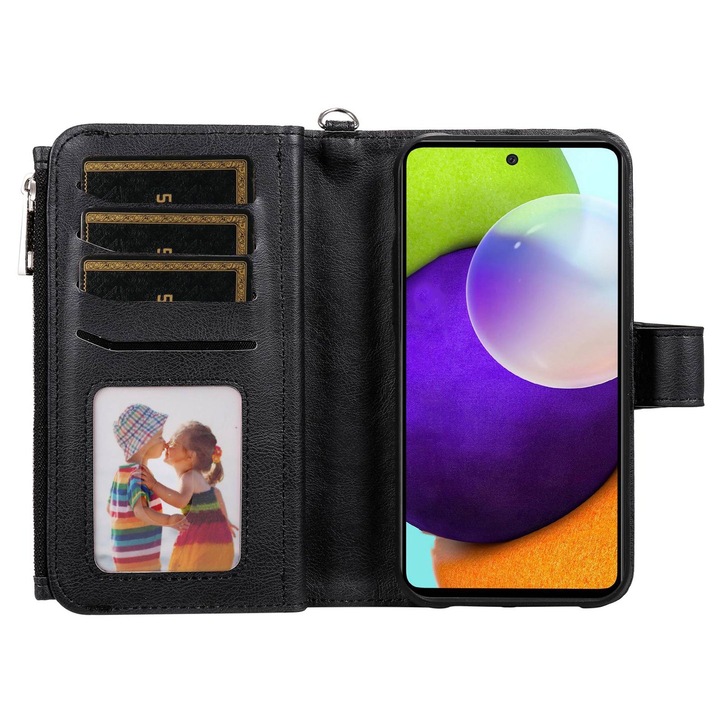 KT Multi-functional Series-4 for Samsung Galaxy A52s 5G / A52 5G / 4G PU Leather Wallet Case Zipper Pocket Phone Cover Adjustable Stand Shell