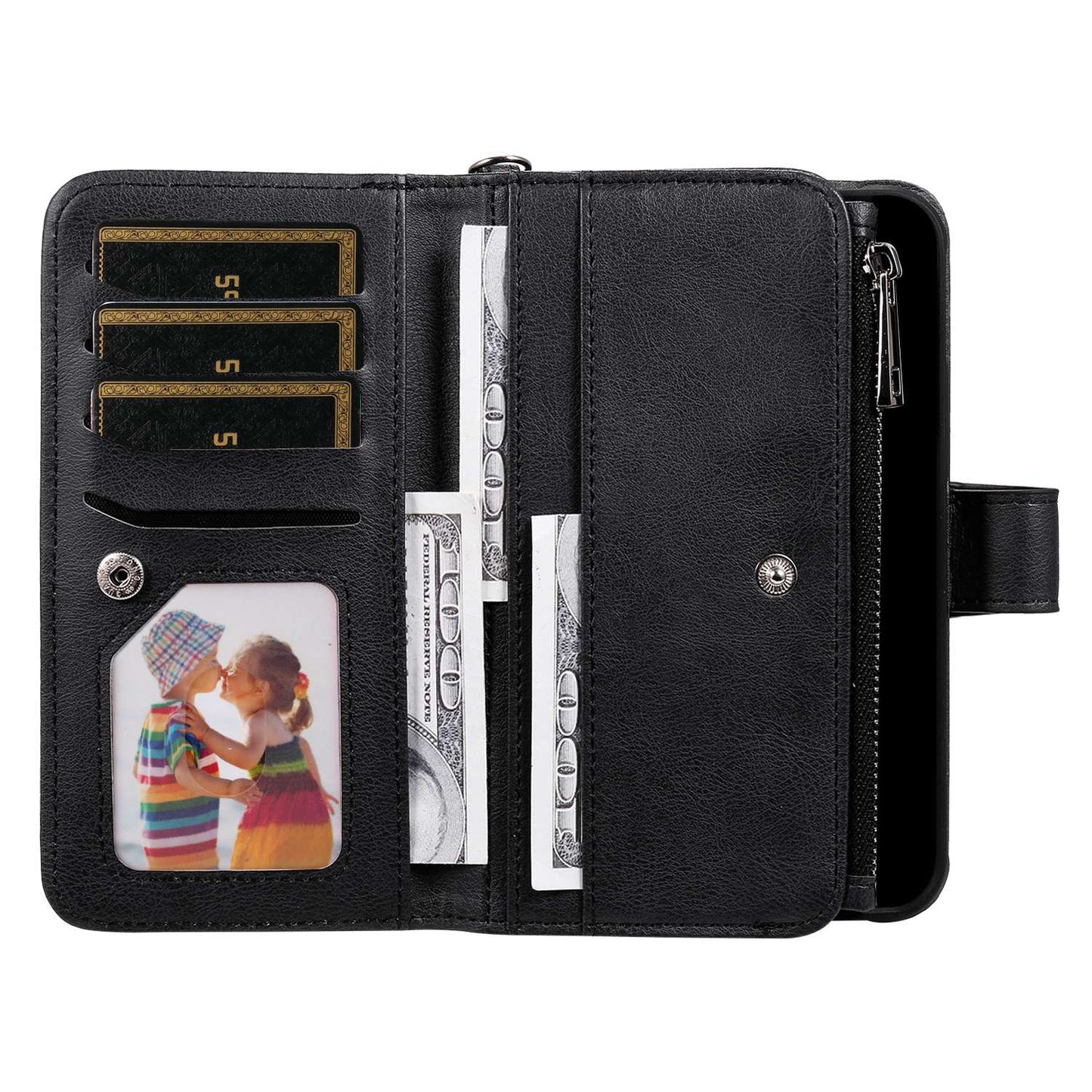 KT Multi-functional Series-4 for Samsung Galaxy A52s 5G / A52 5G / 4G PU Leather Wallet Case Zipper Pocket Phone Cover Adjustable Stand Shell